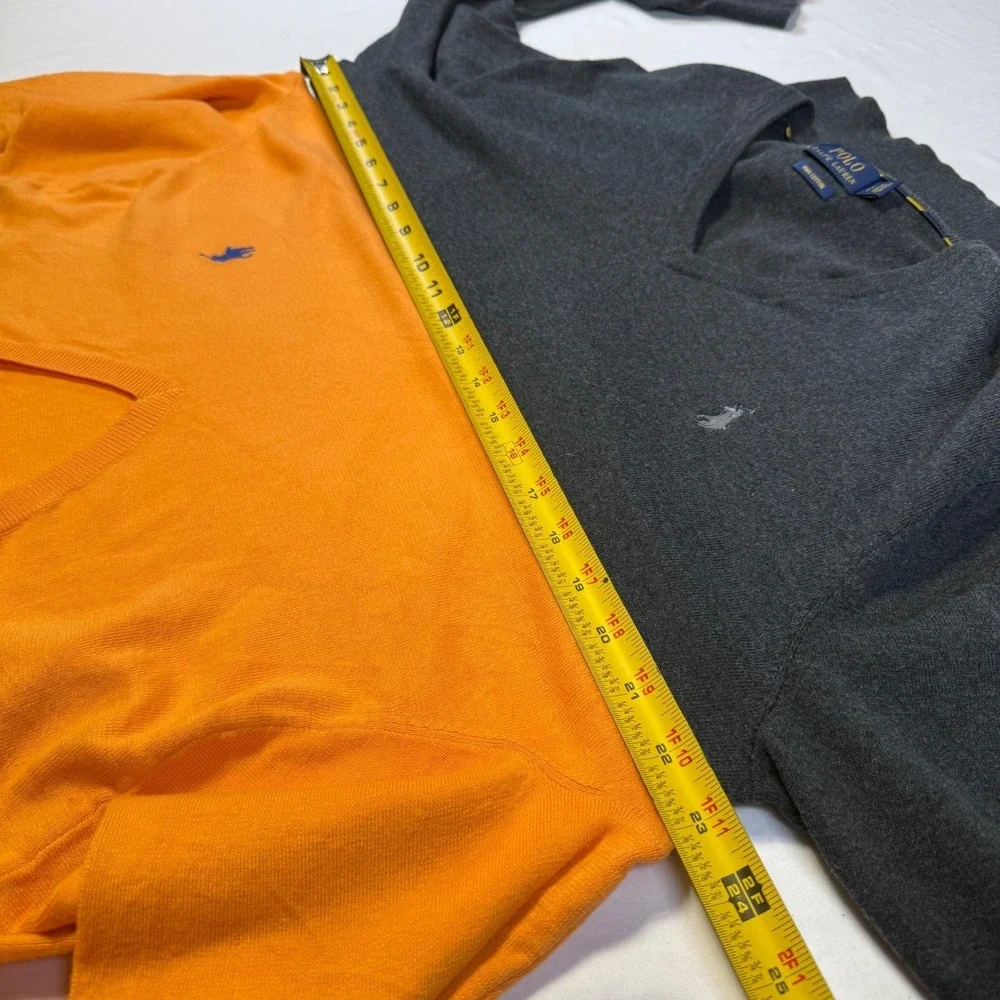 Lot of 2 Polo Ralph Lauren V‎ Neck Sweaters Pima Cotton Men's Size Large